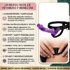 Infografía de arnés ajustable con vibración y beneficios de bienestar íntimo Sexcretos Boutique