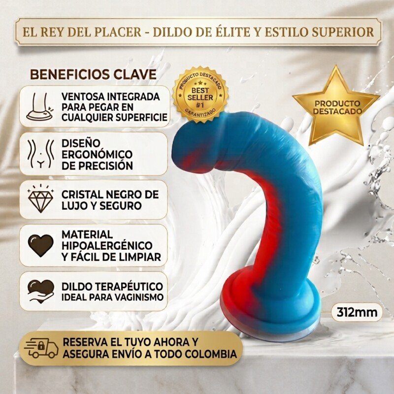 Dildo terapéutico de silicona azul y roja con ventosa para vaginismo