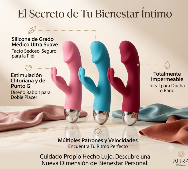 vMasajeador íntimo de doble estimulación y silicona ergonómica en colores rosa, azul y rojo Sexcretos