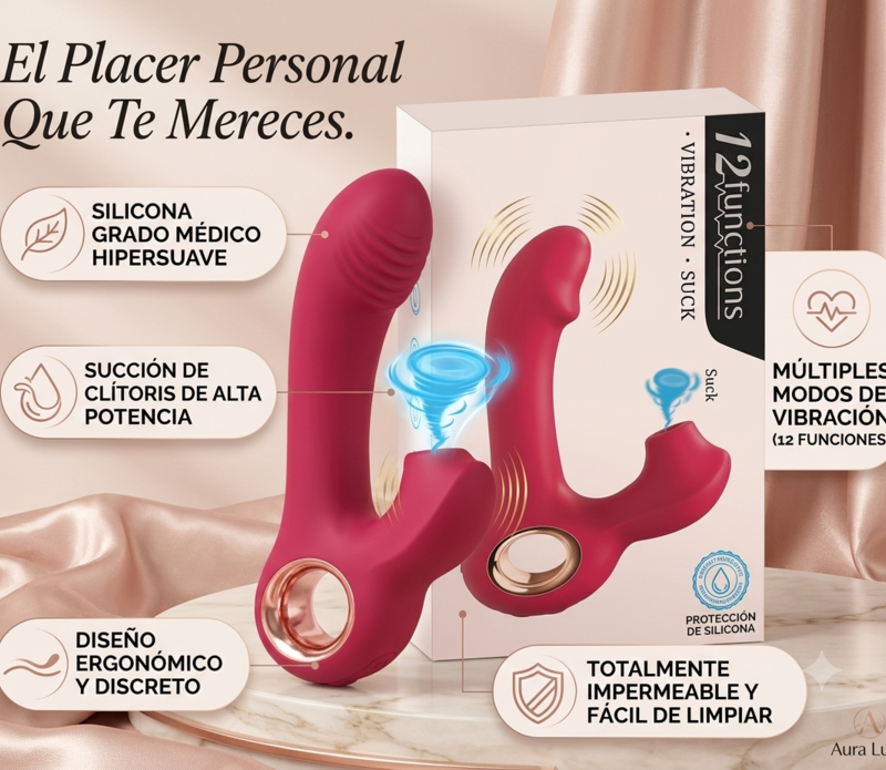 Masajeador íntimo de estimulación dual 2 en 1 silicona rosa fucsia