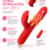 Masajeador íntimo de estimulación dual con movimiento de empuje telescópico rojo