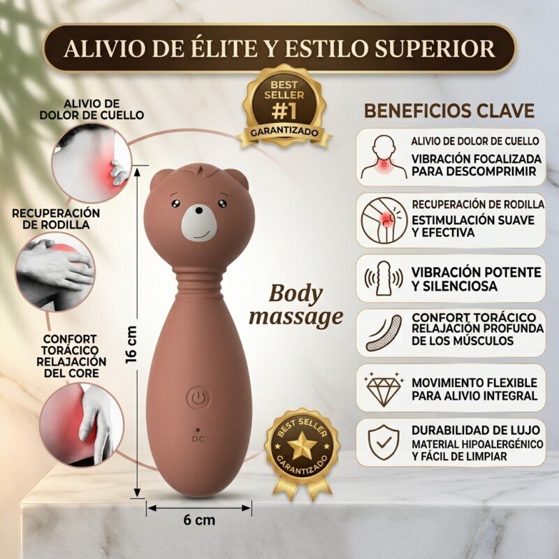 Masajeador corporal eléctrico en forma de osito con vibración potente para cuello y espalda
