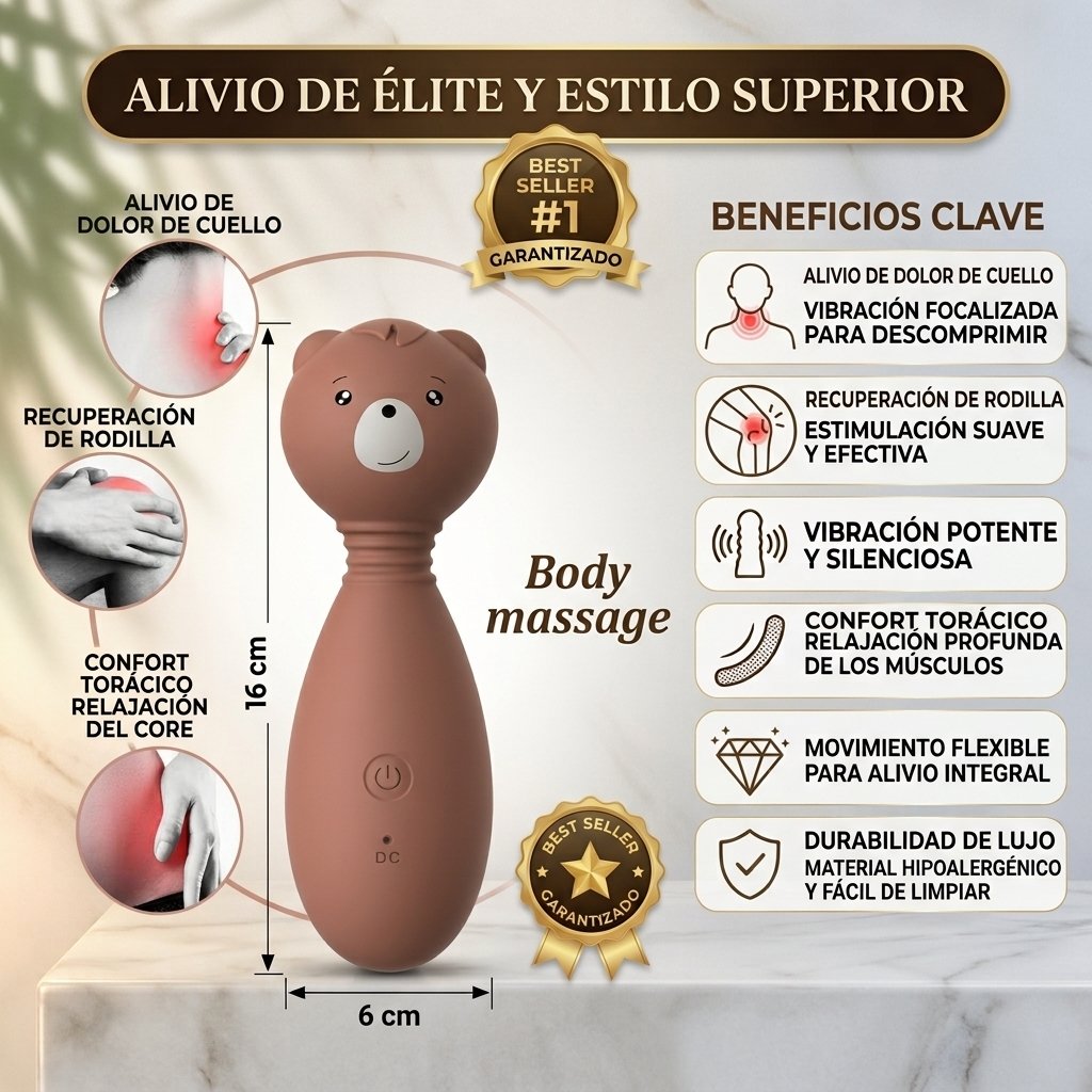 Masajeador corporal eléctrico en forma de osito con vibración potente para cuello y espalda