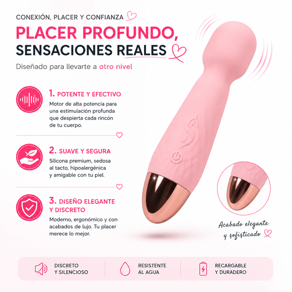 Mini masajeador tipo bala hitachi varita compacta rosa y negra