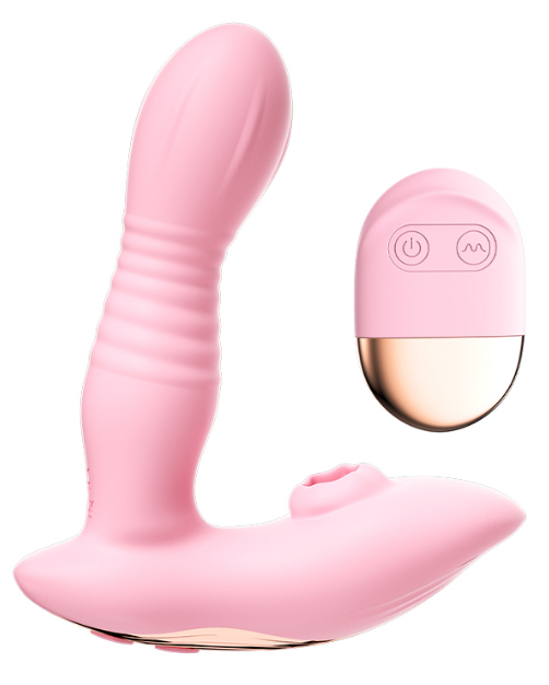 vibrador o juguete sexual de empuje con estimulacion clitorial